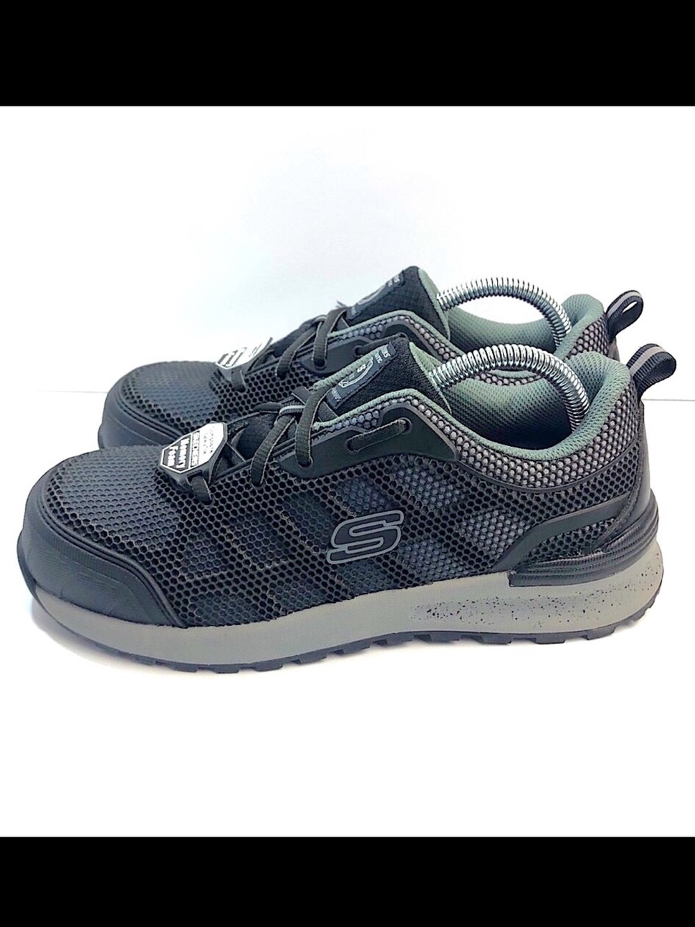 Skechers Work Bulklin Lyndale Comp Toe Shoes Womens Size 8 BKGY EUC